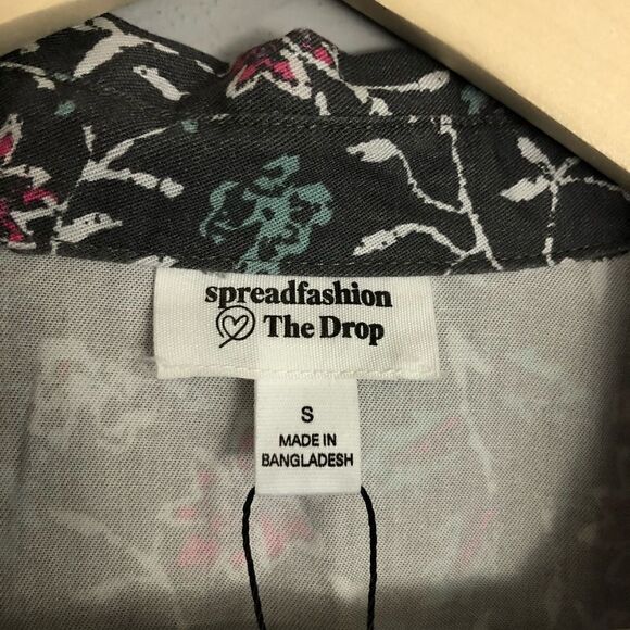 Amazon The Drop Spread Fashion Gray Floral Dress Button Up - Picture 3 of 12